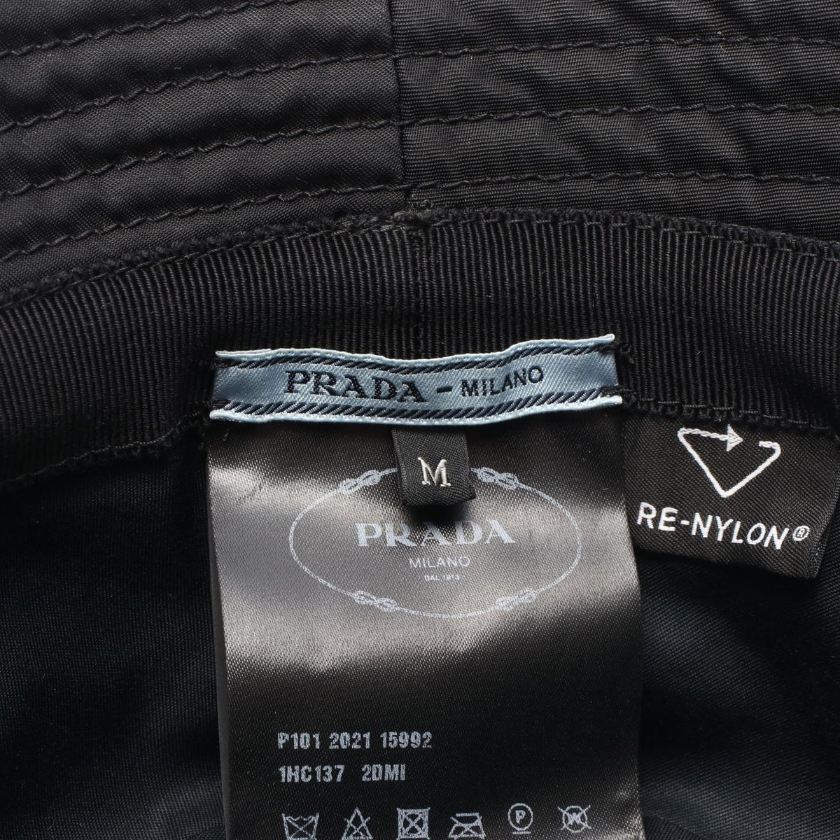Prada Hat Re-Nylon Triangle Plate Bucket Nylon Hat — view 4