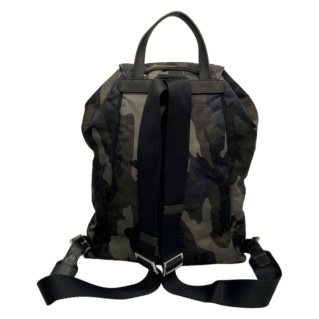 Prada Backpack Khaki Black Camo Leather — view 3