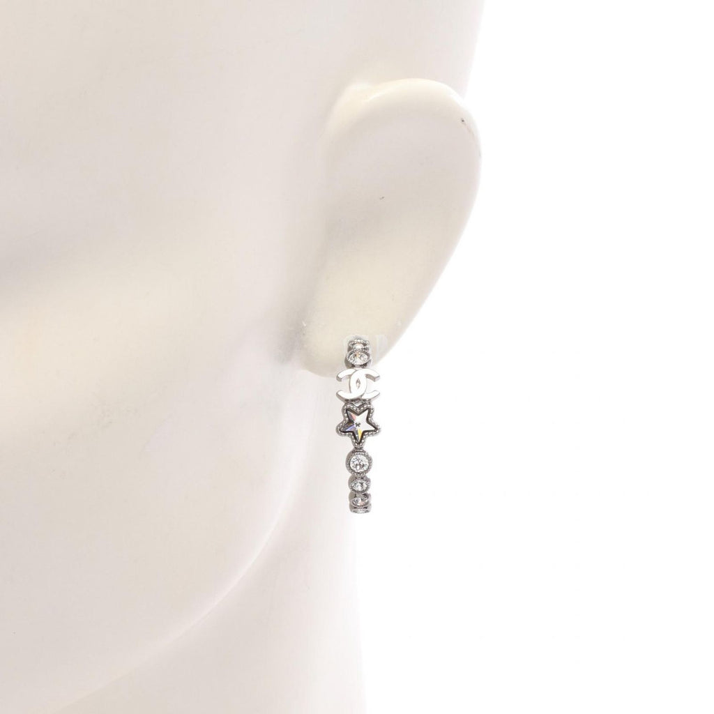 Chanel Earrings CC Logo Star Hoop Rhinestone — view 5