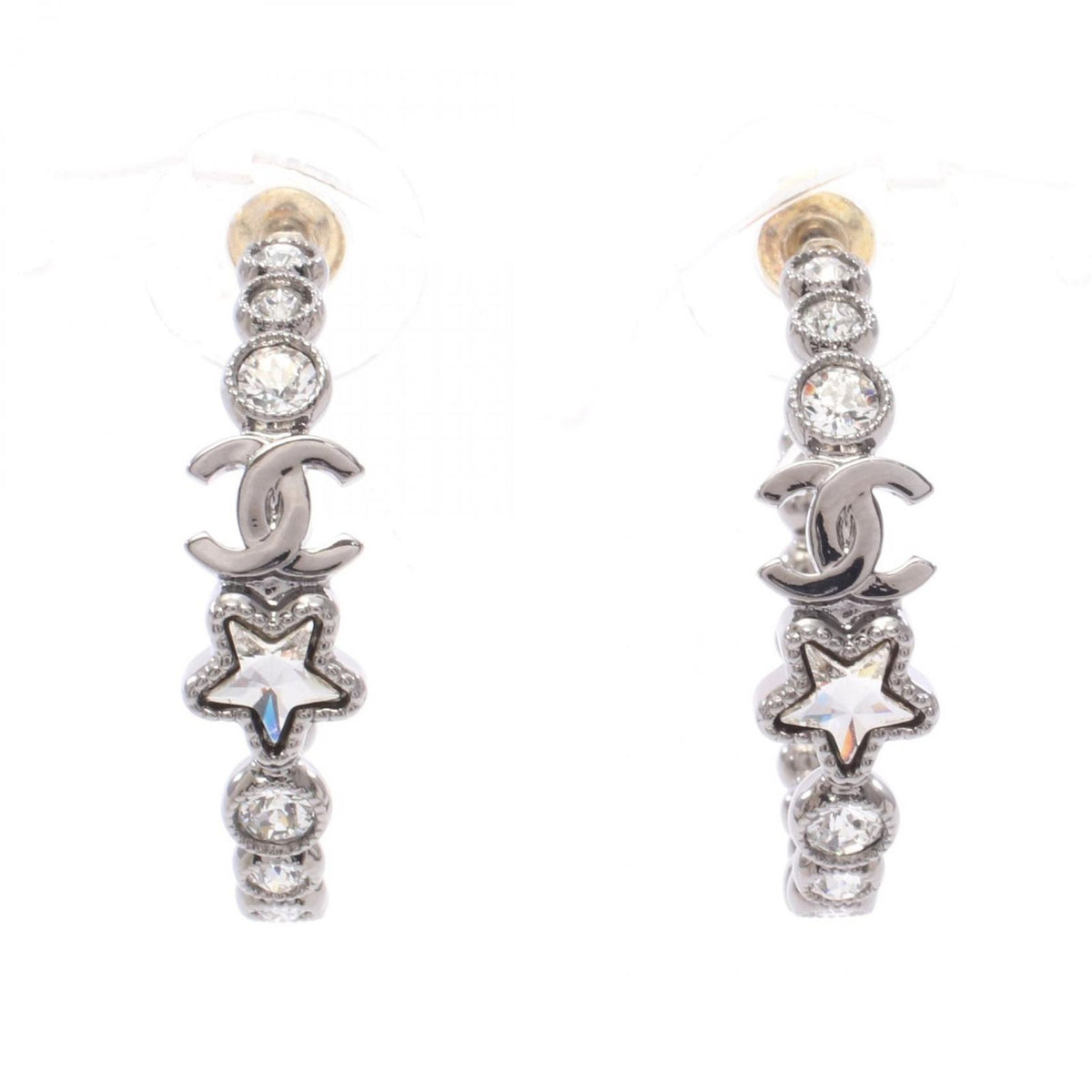 Chanel Earrings CC Logo Star Hoop Rhinestone — view 2