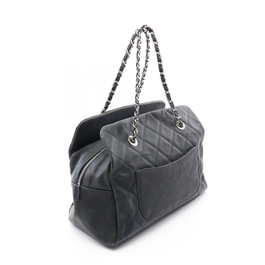 Chanel Tote Bag Quilted Black Leather CC Logo Chain — view 2