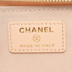 Chanel Coin Purse CC Logo Zip Card Case Pink Beige Leather Quilted Fragment — view 4