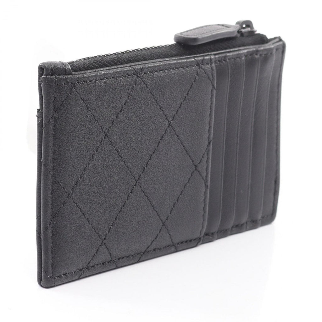 Chanel Coin Purse Quilted Black Leather Fragment Case — view 2
