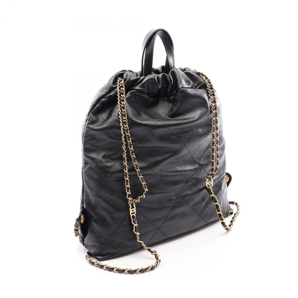 Chanel Backpack Chanel 22 Large Black Leather Chanel 22 Quilted Chain — view 2
