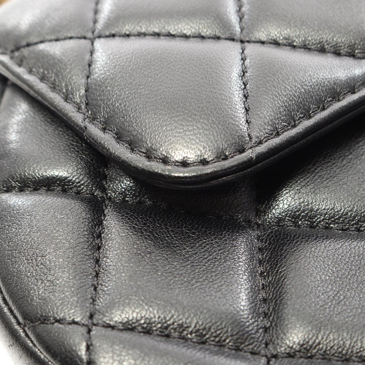 Chanel Shoulder Bag Quilted Top Handle 2-Way Black Lambskin Chain — view 8