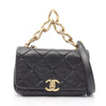 Chanel Shoulder Bag Mini Quilted 2-Way Black Lambskin Small Flap Chain