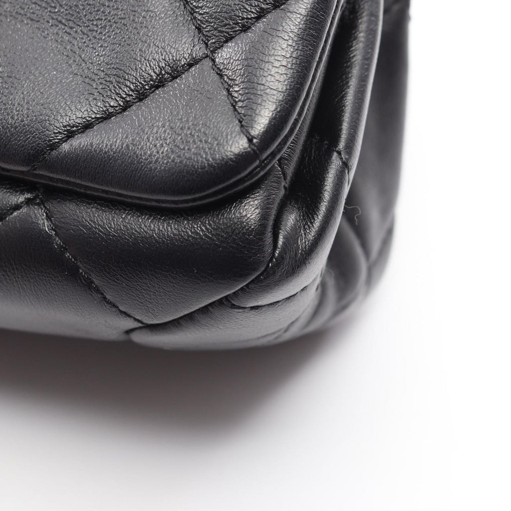 Chanel Shoulder Bag Mini Quilted 2-Way Black Lambskin Small Flap Chain — view 8