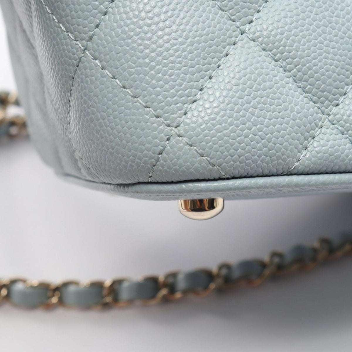 Chanel Shoulder Bag Quilted 2-Way Light Blue Caviar Leather Vanity Chain — view 7