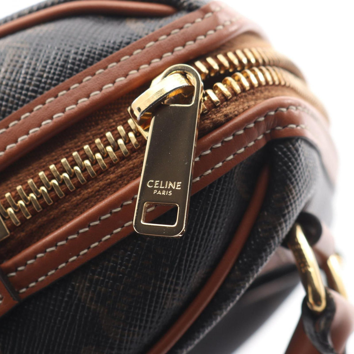 Celine Handbag Black Brown Leather Triomphe Mini — view 5