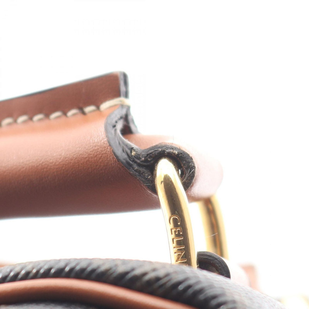 Celine Handbag Black Brown Leather Triomphe Mini — view 6