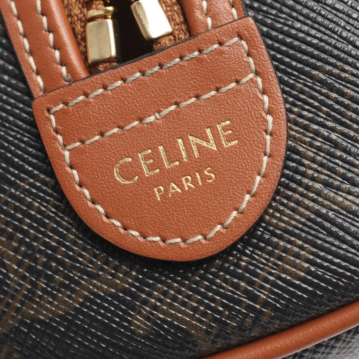 Celine Handbag Black Brown Leather Triomphe Mini — view 4