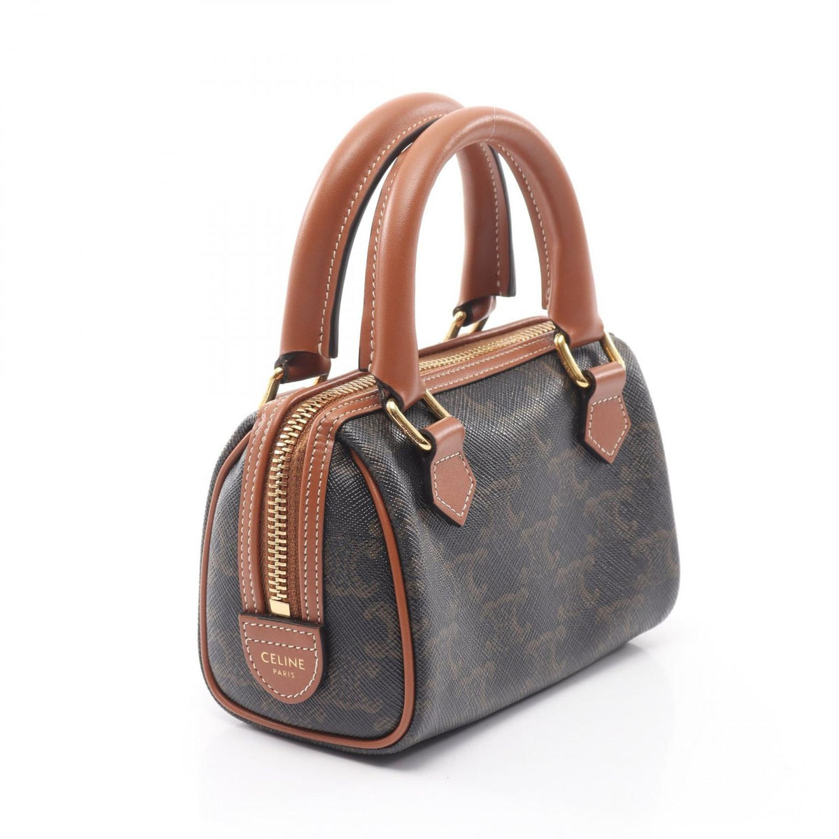 Celine Handbag Black Brown Leather Triomphe Mini — view 2