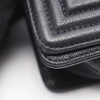 Chanel Shoulder Bag Boy Small Black Caviar Leather Chain — view 8