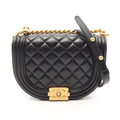 Chanel Shoulder Bag Boy Small Black Caviar Leather Chain