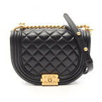Chanel Shoulder Bag Boy Small Black Caviar Leather Chain