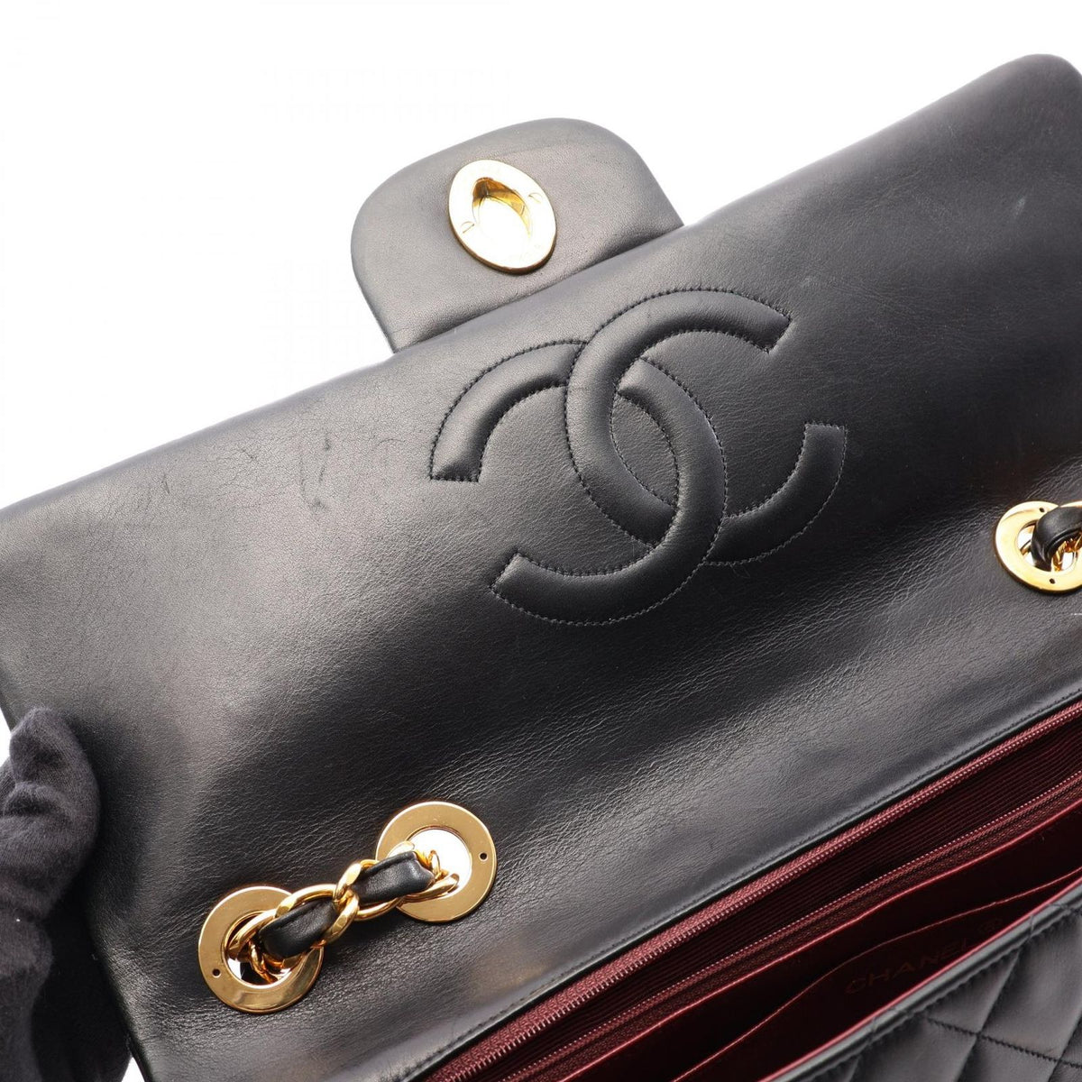 Chanel Shoulder Bag Maxi Quilted 34 Black Lambskin Chain — view 8