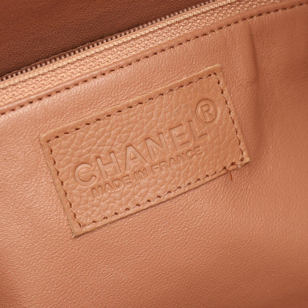 Chanel Boston Bag Quilted Pink Beige Black Caviar Leather — view 4