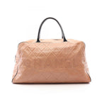 Chanel Boston Bag Quilted Pink Beige Black Caviar Leather