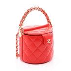 Chanel Shoulder Bag Quilted Vanity 2-Way Red Lambskin Chain — view 2