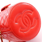 Chanel Shoulder Bag Quilted Vanity 2-Way Red Lambskin Chain — view 8