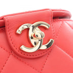 Chanel Shoulder Bag Quilted Vanity Coral Pink Lambskin Chain — view 6