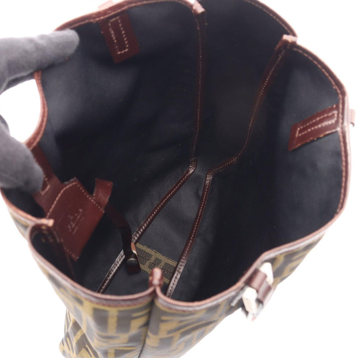 Fendi Tote Bag Zucca Brown Canvas Leather — view 3