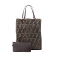 Fendi Tote Bag Zucca Brown Canvas Leather