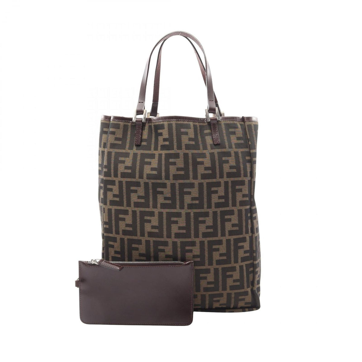 Fendi Tote Bag Zucca Brown Canvas Leather