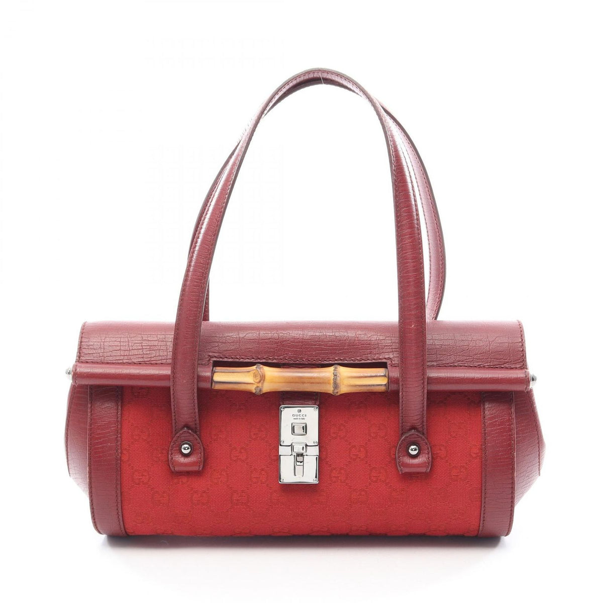Gucci Handbag Bamboo GG Canvas Red