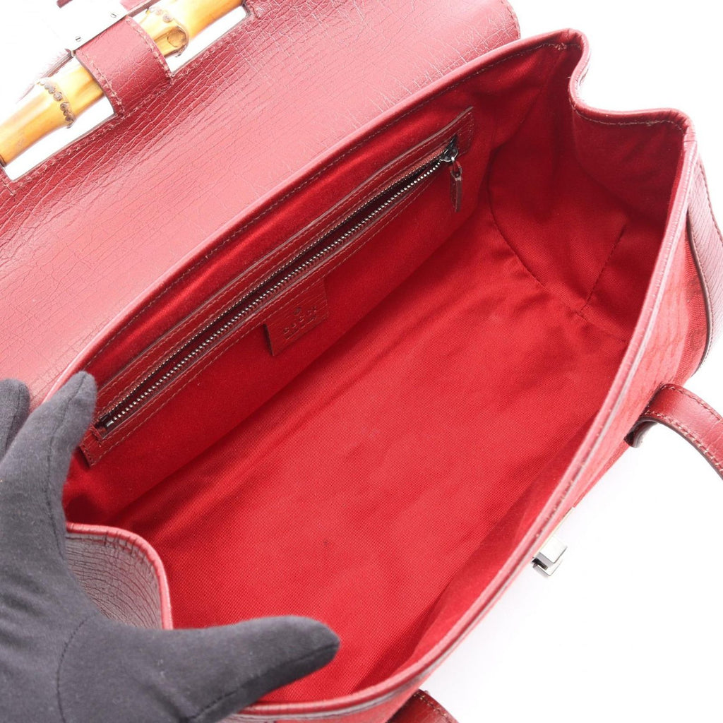 Gucci Handbag Bamboo GG Canvas Red — view 3