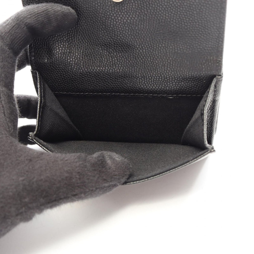 Chanel Trifold Wallet CC Logo Small Flap Black Caviar Leather — view 4