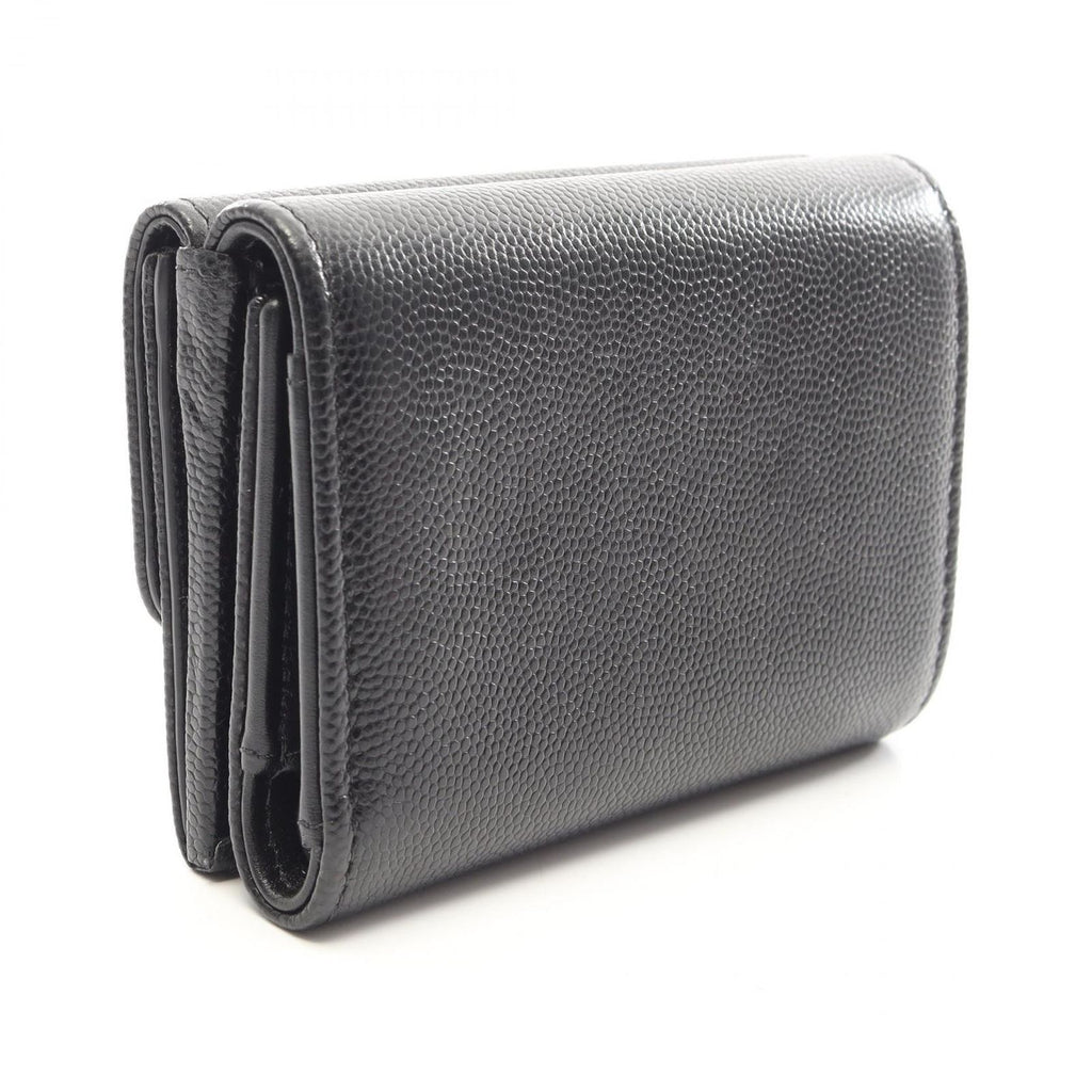 Chanel Trifold Wallet CC Logo Small Flap Black Caviar Leather — view 2