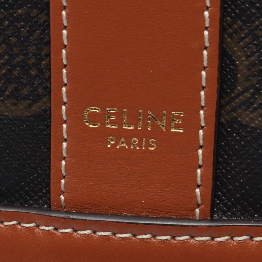 Celine Shoulder Bag Triomphe Medium Bucket Dark Brown Leather — view 4