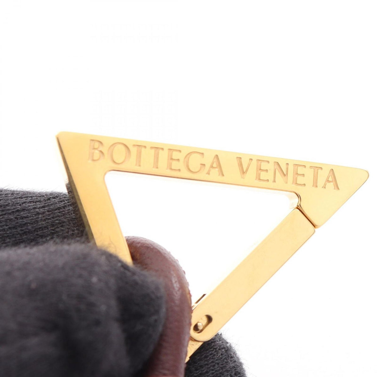 Bottega Veneta Key Holder Triangle Key Ring Brown Leather — view 3