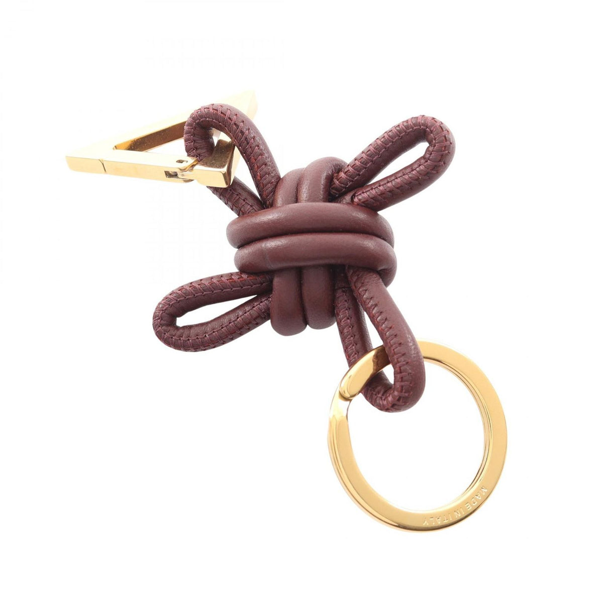 Bottega Veneta Key Holder Triangle Key Ring Brown Leather — view 2