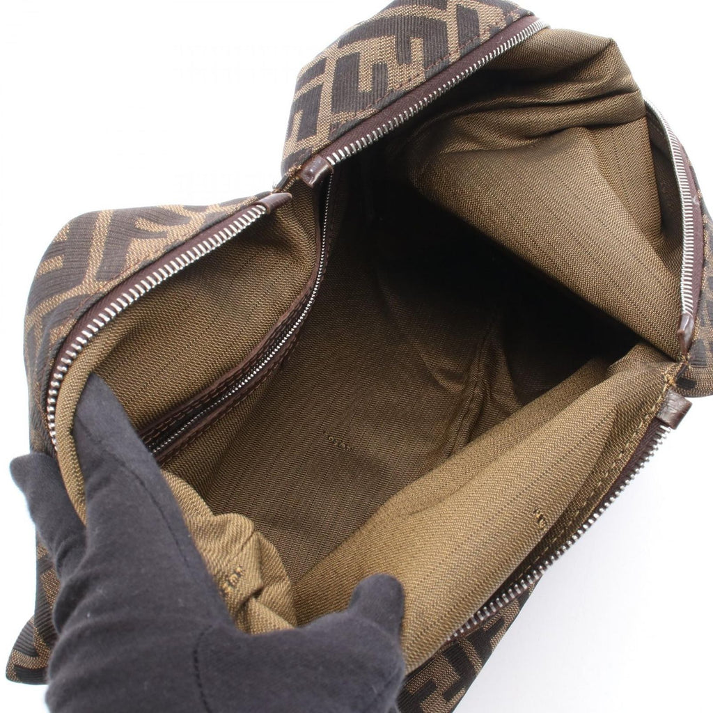 Fendi Shoulder Bag Zucca Brown Black Canvas Leather — view 3