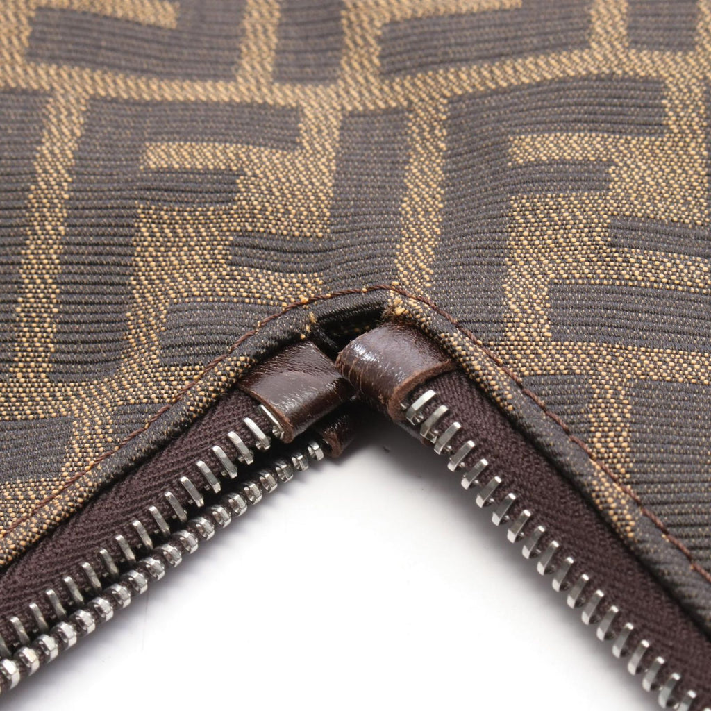 Fendi Shoulder Bag Zucca Brown Black Canvas Leather — view 8