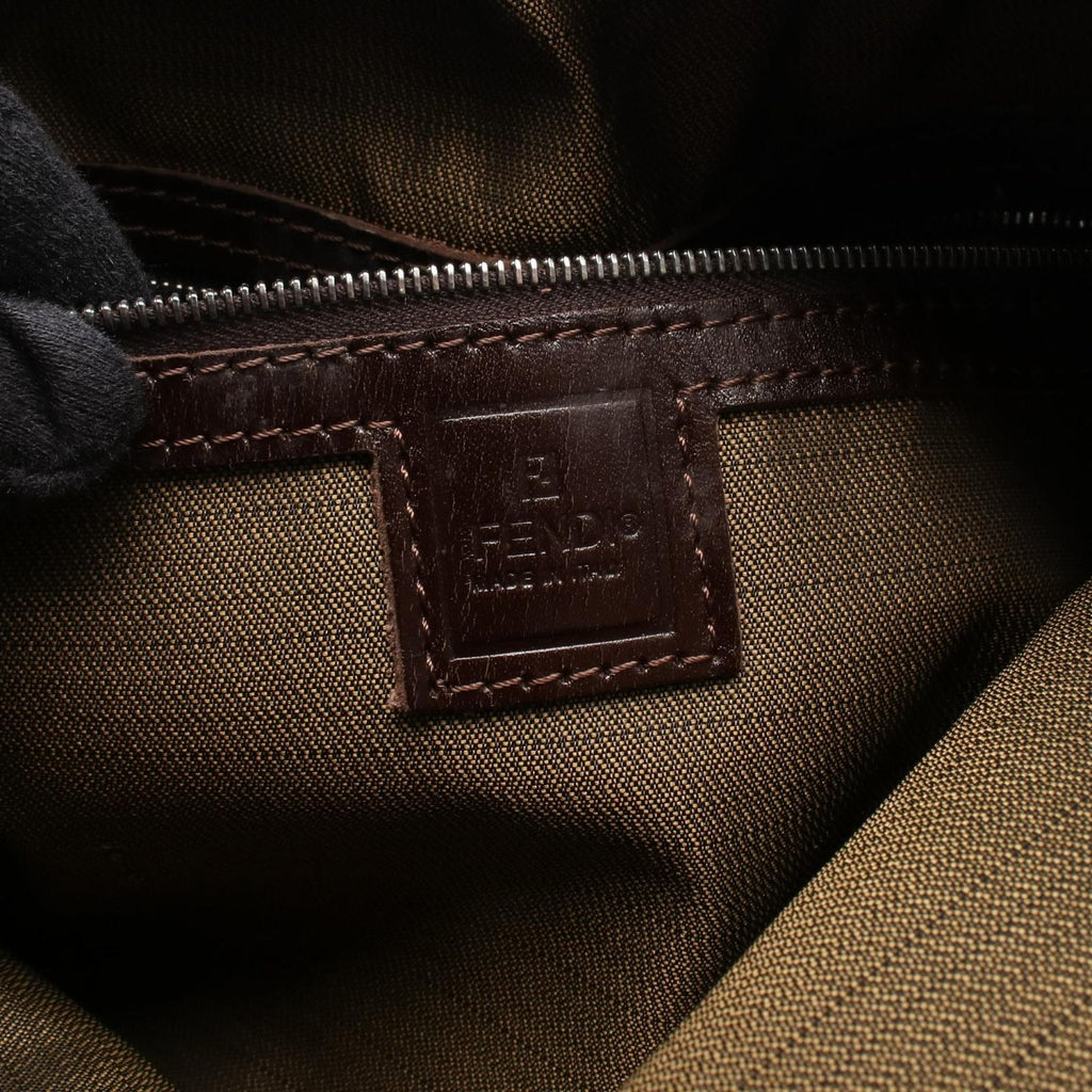 Fendi Shoulder Bag Zucca Brown Black Canvas Leather — view 4