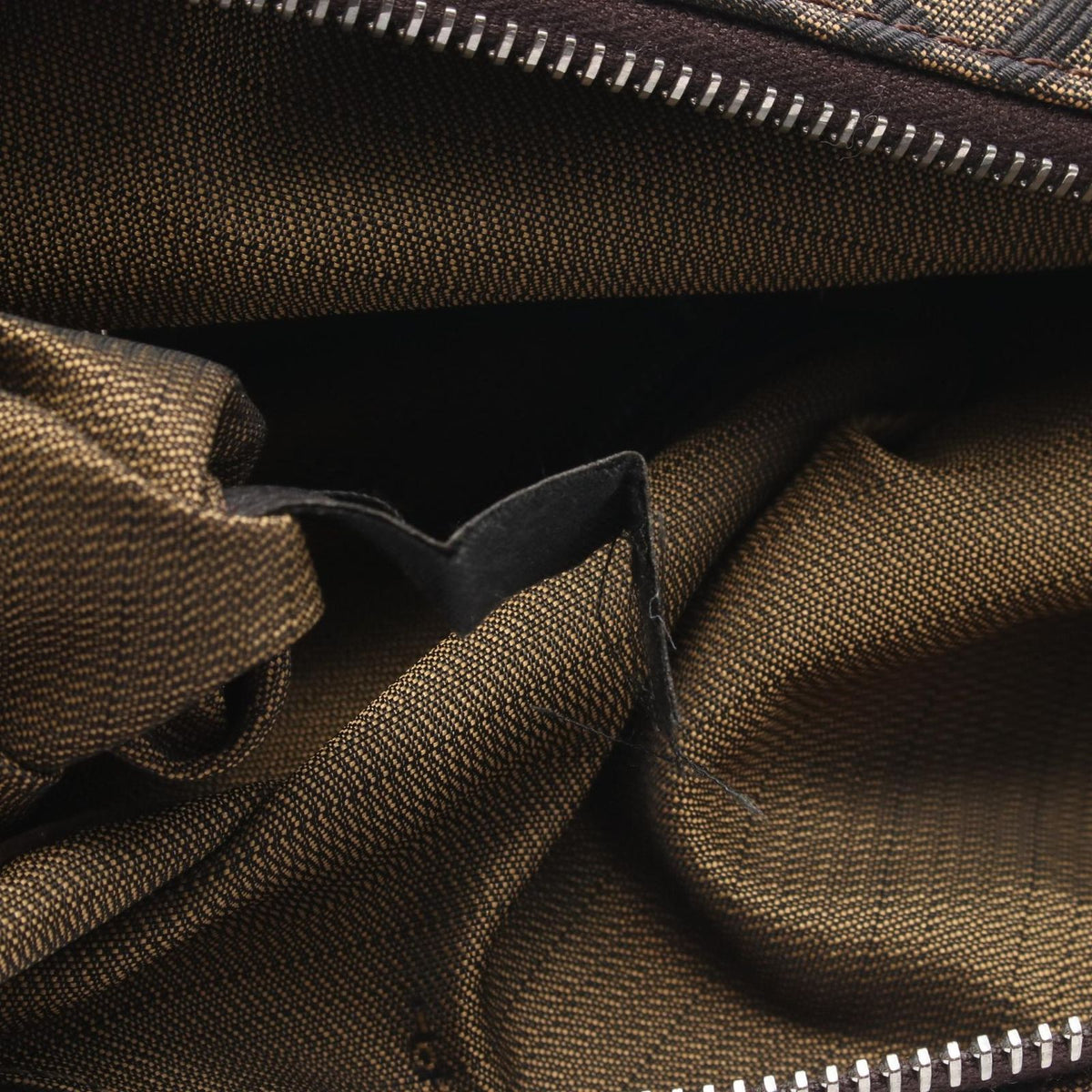 Fendi Shoulder Bag Zucca Brown Black Canvas Leather — view 5
