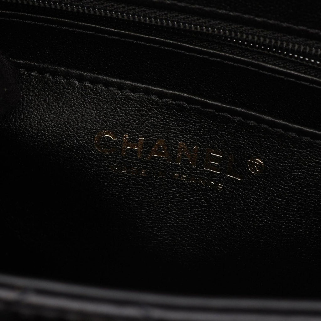 Chanel Shoulder Bag Quilted Top Handle Vanity 2-Way Black Leather Chain — view 4