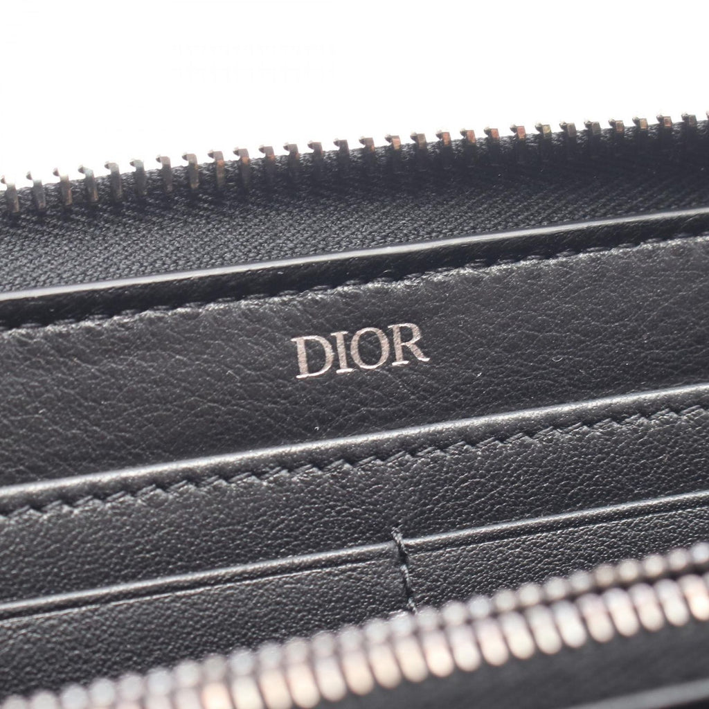 Dior Round Wallet Oblique Beige Navy Canvas — view 4