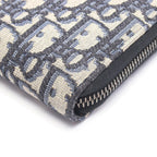 Dior Round Wallet Oblique Beige Navy Canvas — view 6