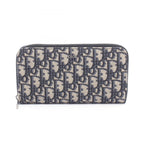 Dior Round Wallet Oblique Beige Navy Canvas