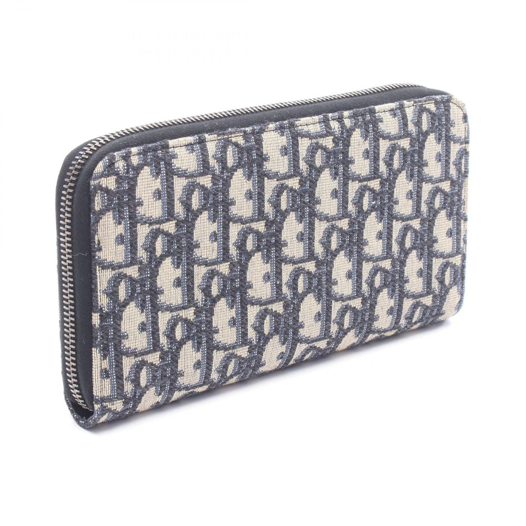 Dior Round Wallet Oblique Beige Navy Canvas — view 2