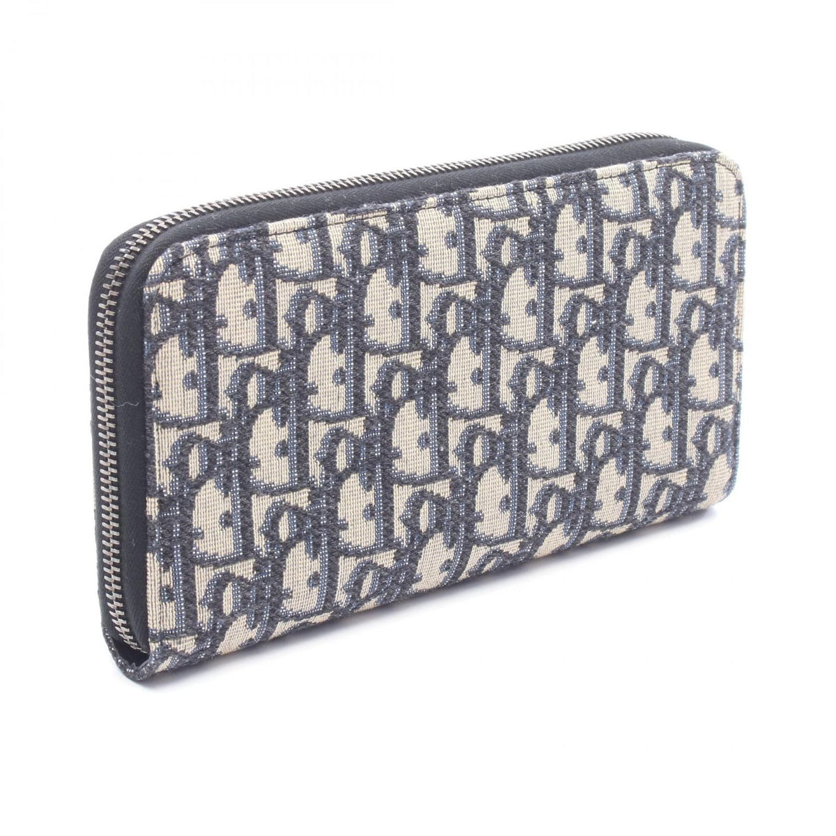 Dior Round Wallet Oblique Beige Navy Canvas — view 2
