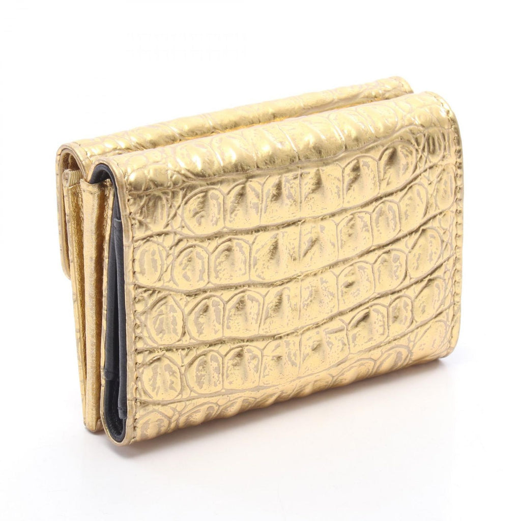 Chanel Trifold Wallet Classic Small Croco Embossed Gold Leather — view 2