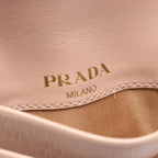 Prada Card Case Triangle Logo Pink Beige Leather — view 4