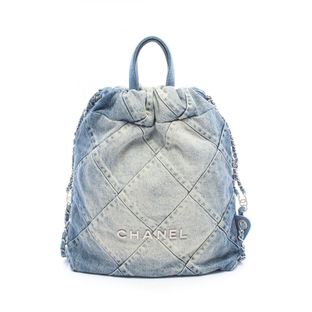 Chanel Backpack Chanel 22 Blue Denim Chain