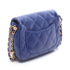 Chanel Shoulder Bag Quilted Mini Blue Lambskin Mini Chain — view 2