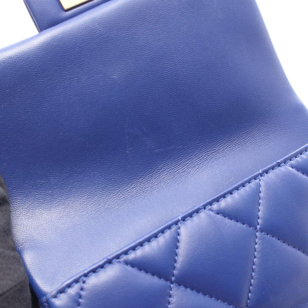 Chanel Shoulder Bag Quilted Mini Blue Lambskin Mini Chain — view 7